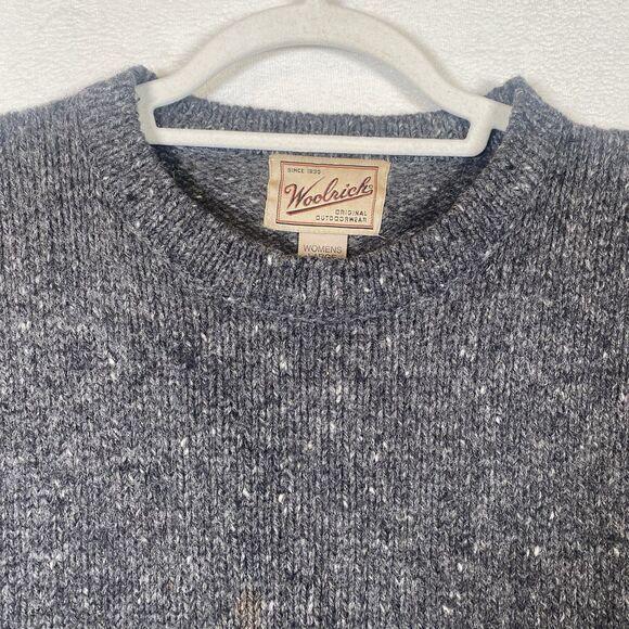 Woolrich Women’s Gray Wool Crew Neck Sweater Long Sleeve Vintage Classic - Picture 6 of 10